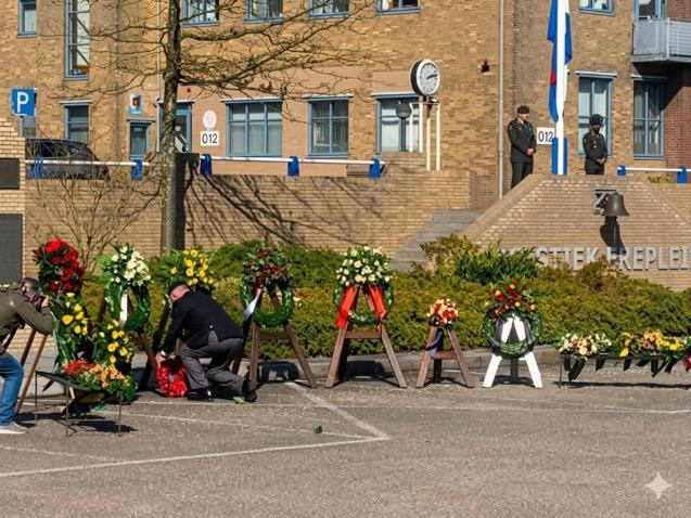 Branch members on the Remembrance Parade at Du Moulin Barracks, Soesterberg